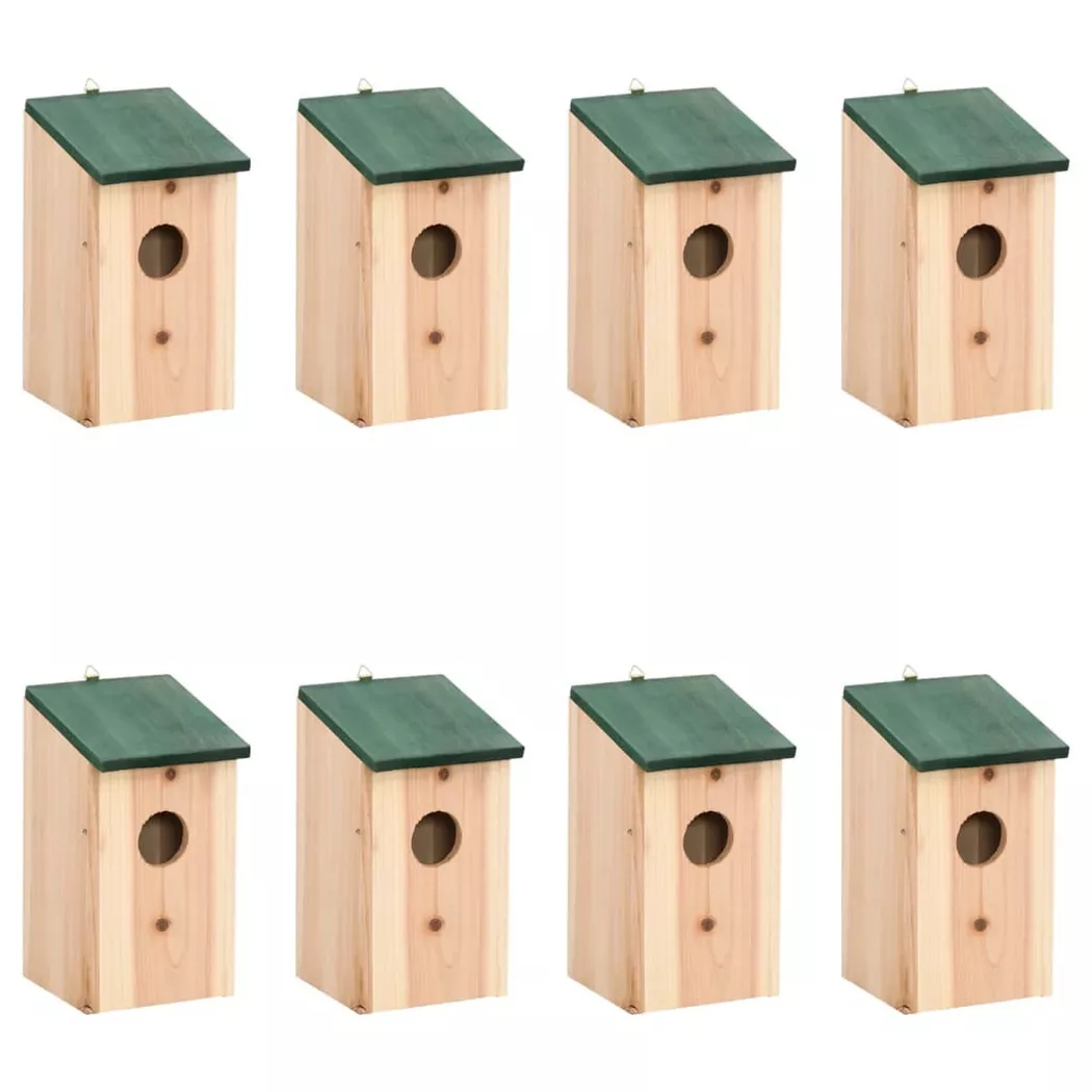 vidaXL Vogelhäuser 8 Stk. Holz 12x12x22 cm