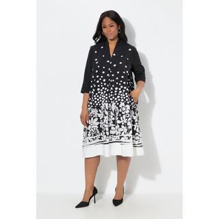 Ulla Popken Midikleid A-Linie Kelchkragen 3/4 Arm  