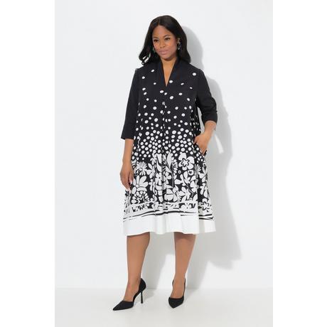 Ulla Popken Midikleid A-Linie Kelchkragen 3/4 Arm  