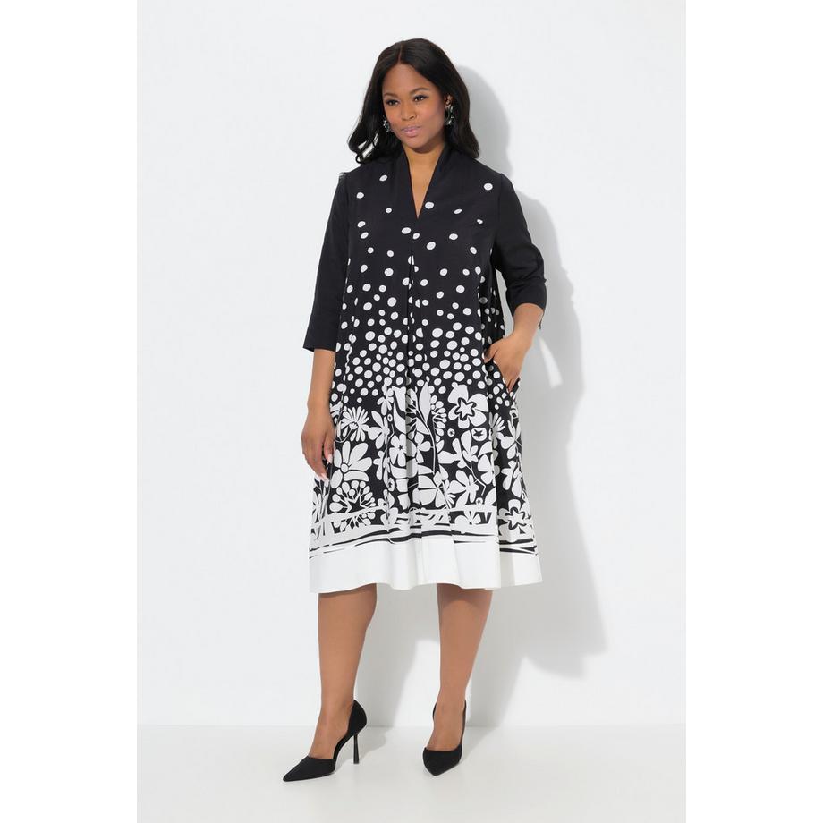 Ulla Popken Robe midi A-ligne Col calice Manches 3/4  