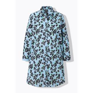 Ulla Popken  Blusa dal taglio lungo e svasato con fiori, colletto da camicia e maniche lunghe 