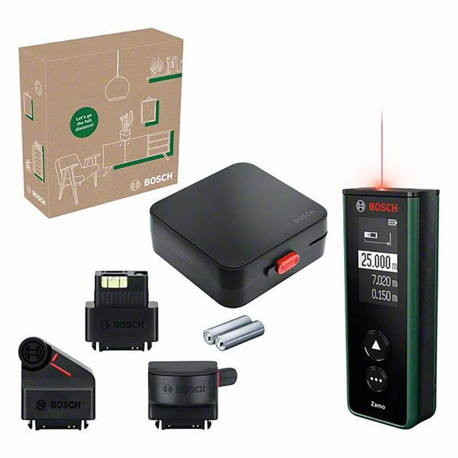 Bosch Home and Garden  SET de télémètres laser numériques Zamo, carton ecommerce 