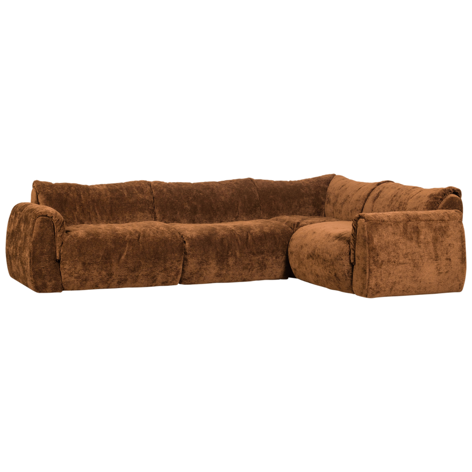 Divano angolare Baggy destro in ciniglia 3D marrone medio 301x210