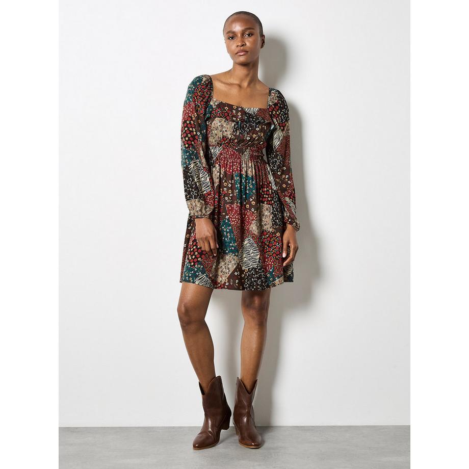 APRICOT Mini-robe bohème à imprimé patchwork  