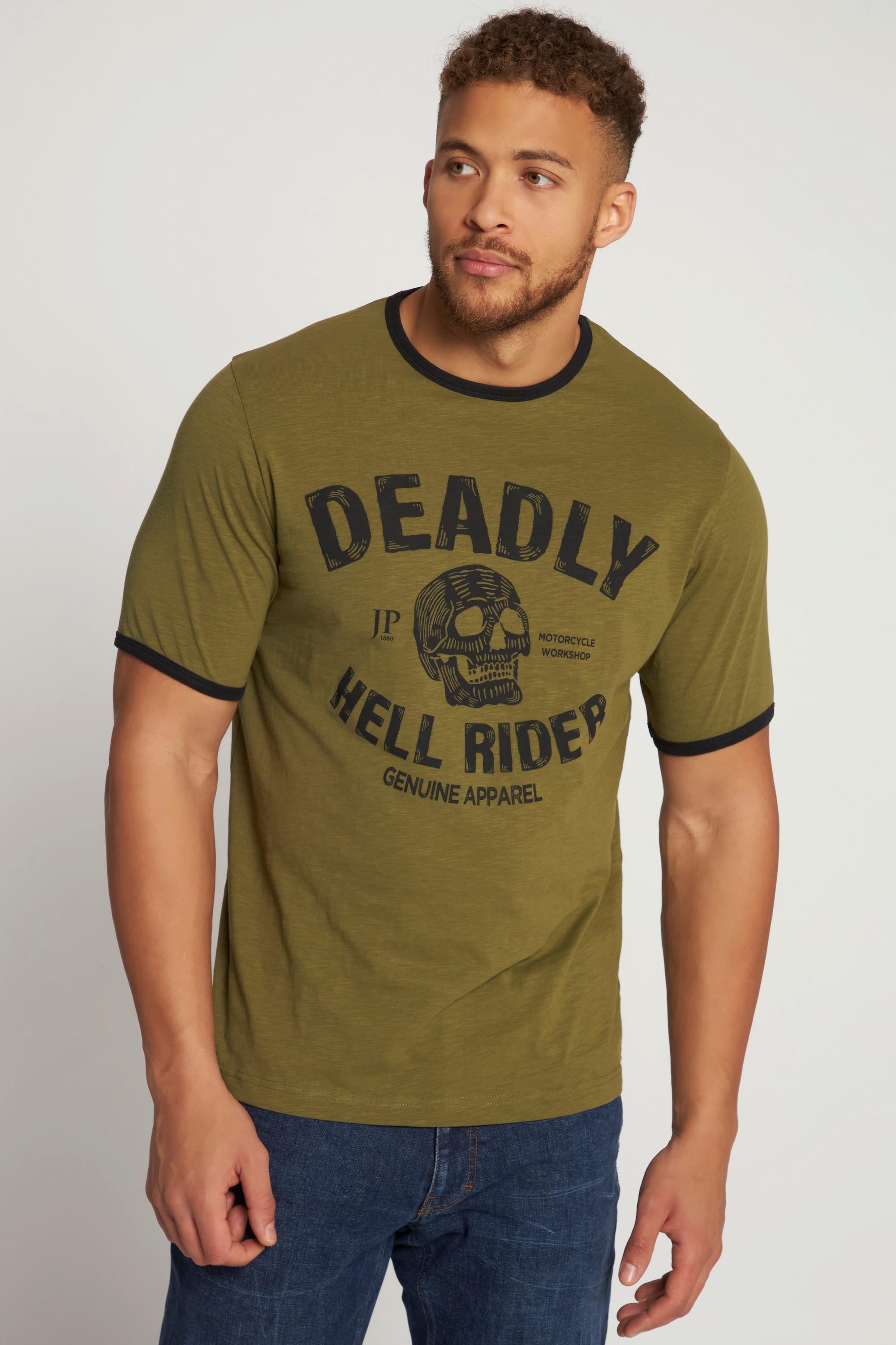 JP1880  T-shirt con stampa "Deadly Rider", mezze maniche e scollo a girocollo 