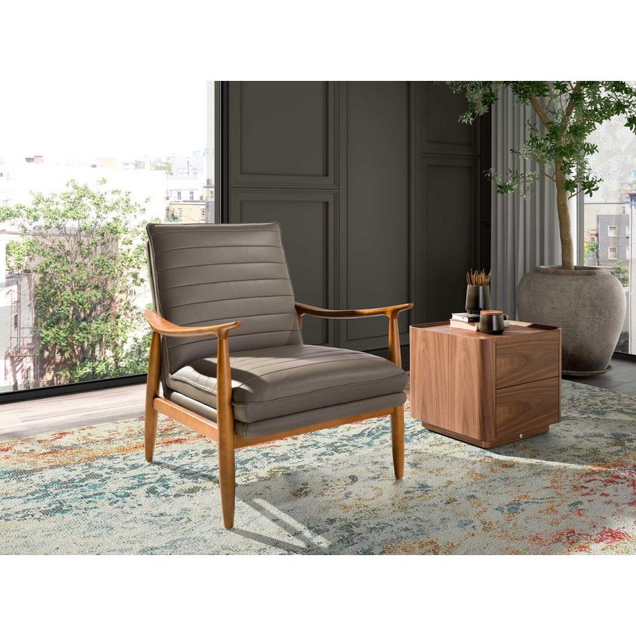 ANGEL CERDA Poltrona in pelle grigio scuro  