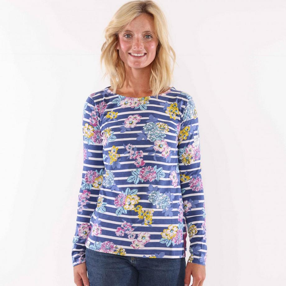 Lazy Jacks Top a Maniche Lunghe a Righe Floreali Bretoni  