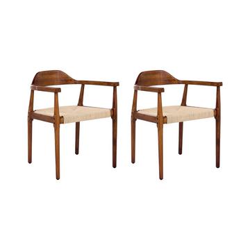 Esszimmerstuhl 2er Set aus Gummibaumholz Retro OAKDALE