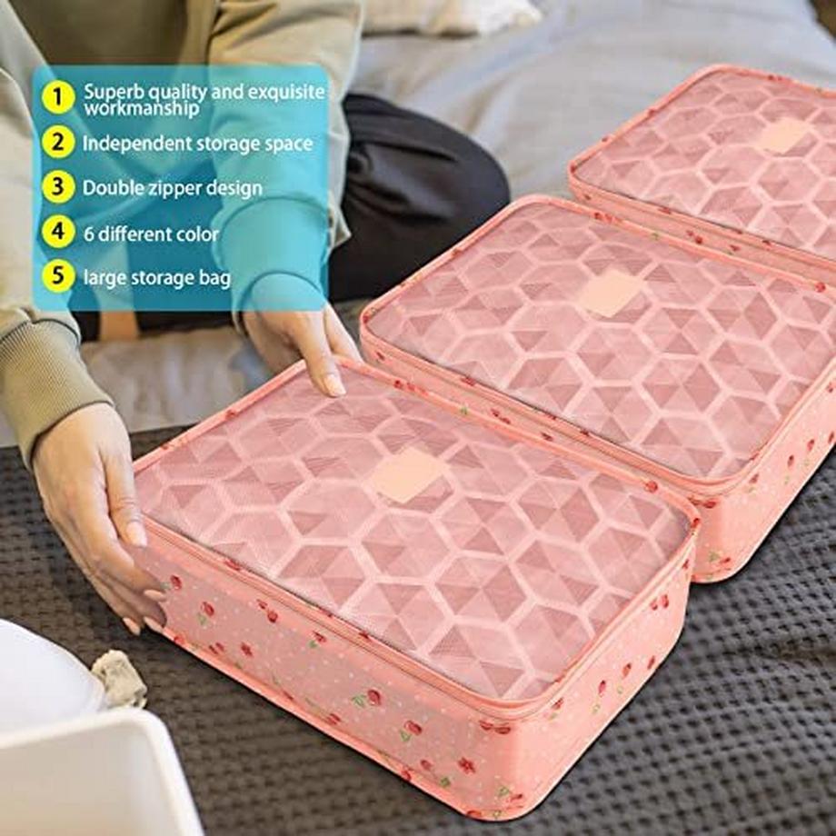 Only-bags.store  Lot de 8 cubes de rangement, cubes d'organisation pour valise, avec sac à chaussures, sac à linge, organisateur de voyage, sacs à vêtements, pour sac à dos, rose 