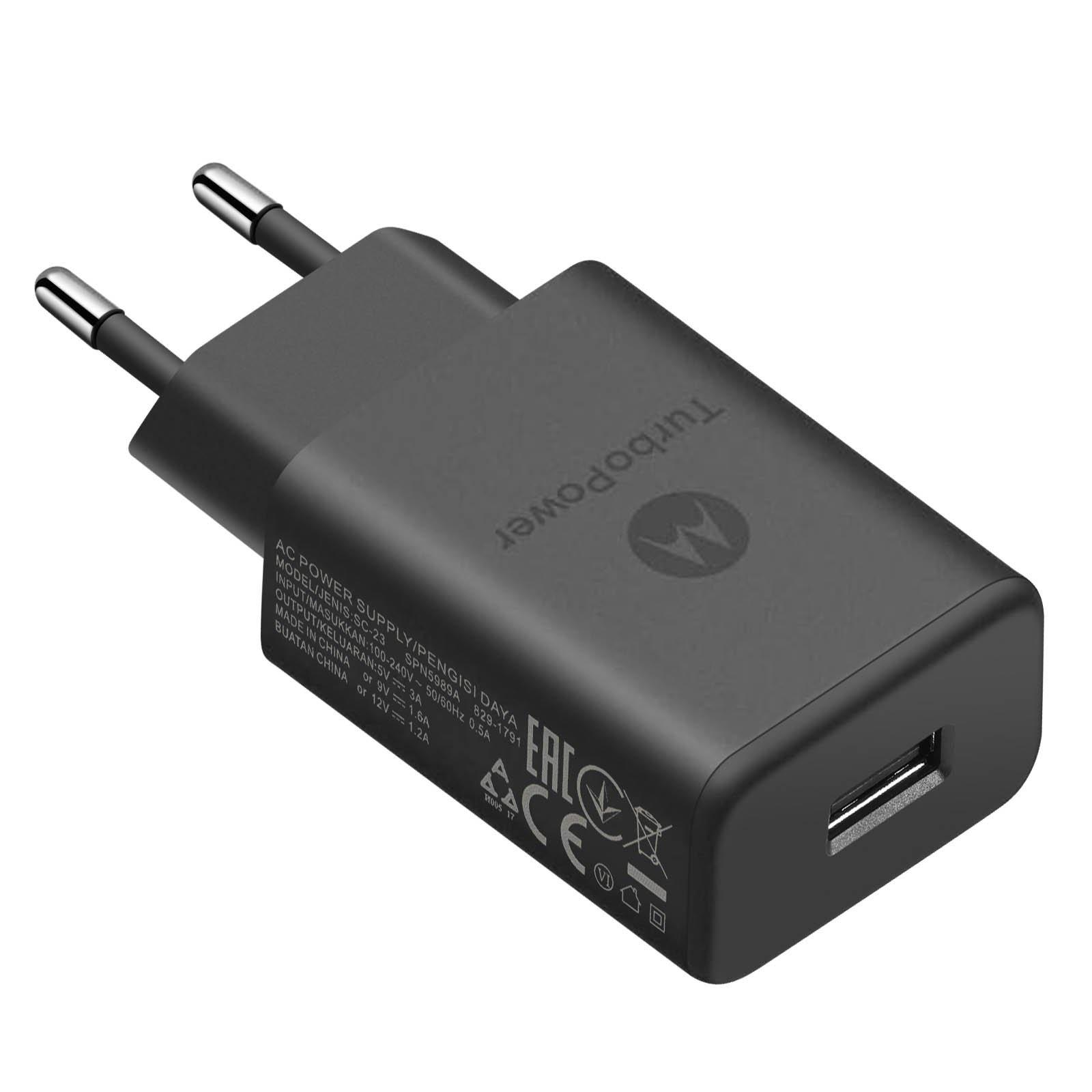 MOTOROLA  Chargeur Secteur Motorola USB 15W, Noir 