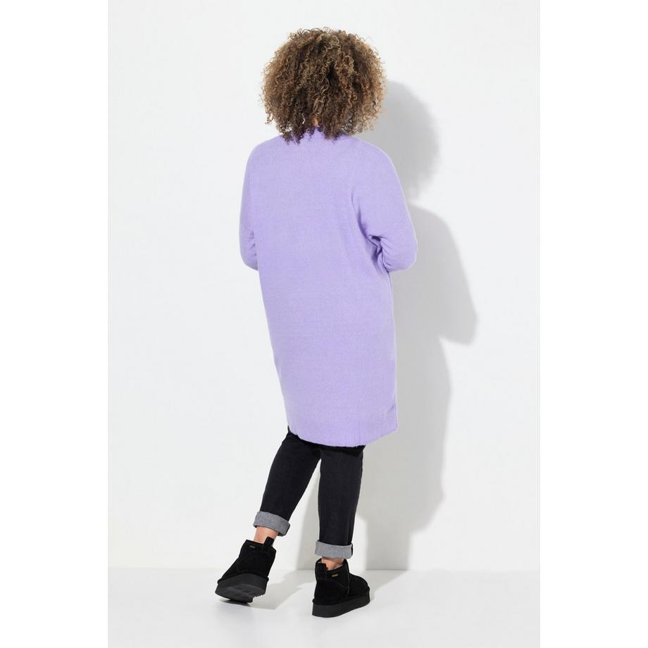 Ulla Popken Strickjacke Boxy-Schnitt V-Ausschnitt Knopfleiste  