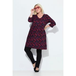 Ulla Popken Jerseykleid A-Linie V-Ausschnitt 3/4-Arm  