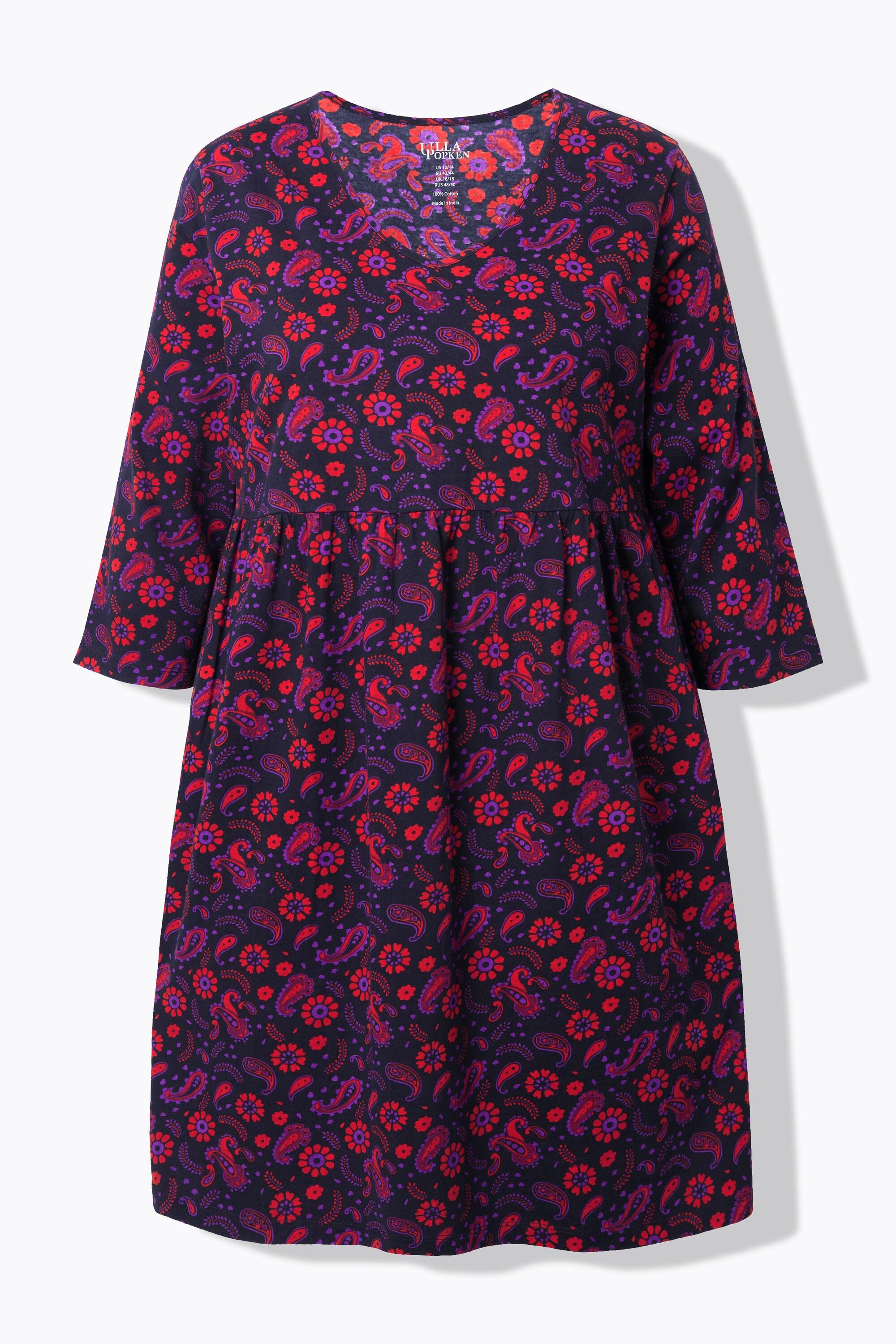 Ulla Popken Jerseykleid A-Linie V-Ausschnitt 3/4-Arm  