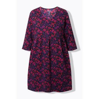 Ulla Popken Jerseykleid A-Linie V-Ausschnitt 3/4-Arm  