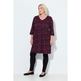 Ulla Popken Jerseykleid A-Linie V-Ausschnitt 3/4-Arm  