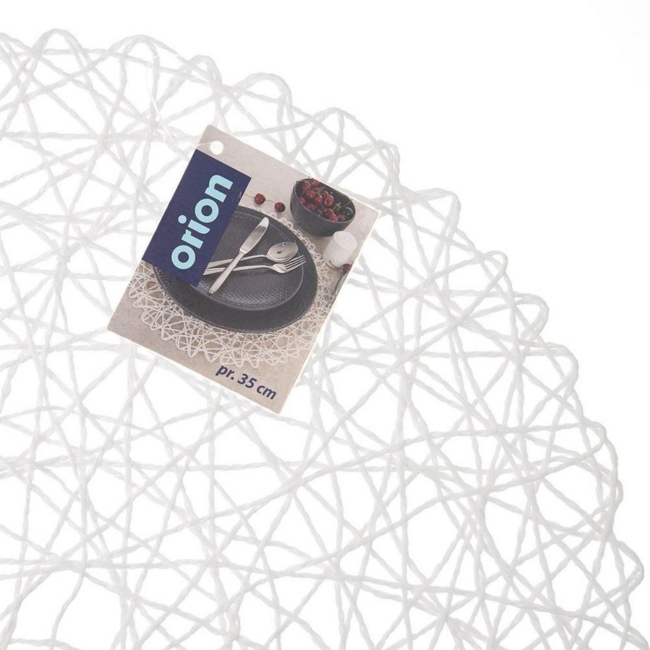 Orion  Set de table de cuisine rond blanc en papier renforcé, diamètre 35 cm 