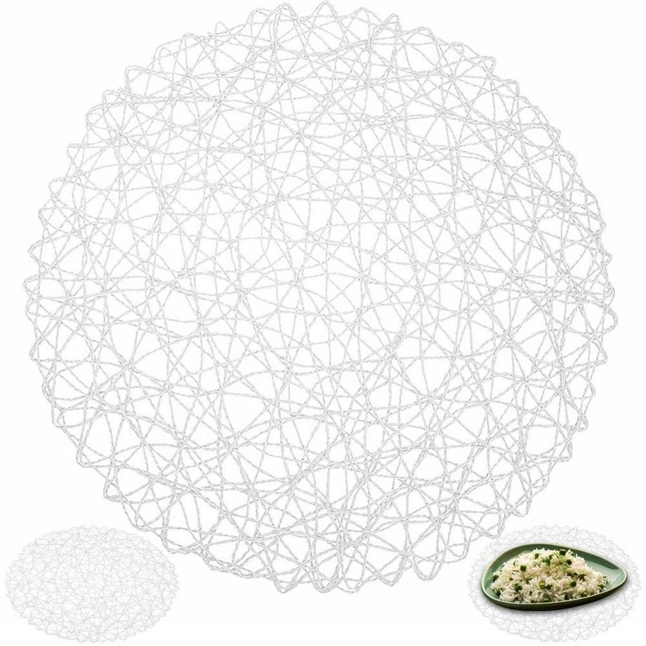 Orion  Set de table de cuisine rond blanc en papier renforcé, diamètre 35 cm 