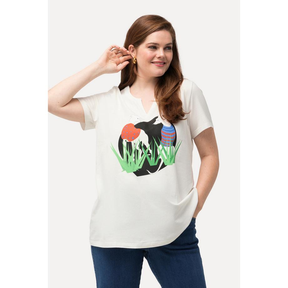 Ulla Popken T-shirt Lévrier Coupe Évasée Col Tunique Manches Courtes  