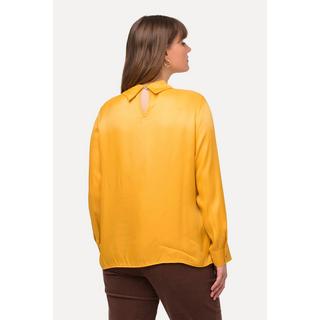 Ulla Popken  Blouse en satin avec col rabattu, plis fantaisie et manches longues 