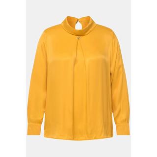 Ulla Popken  Blusa di raso con colletto rovesciato, piega decorativa e maniche lunghe 