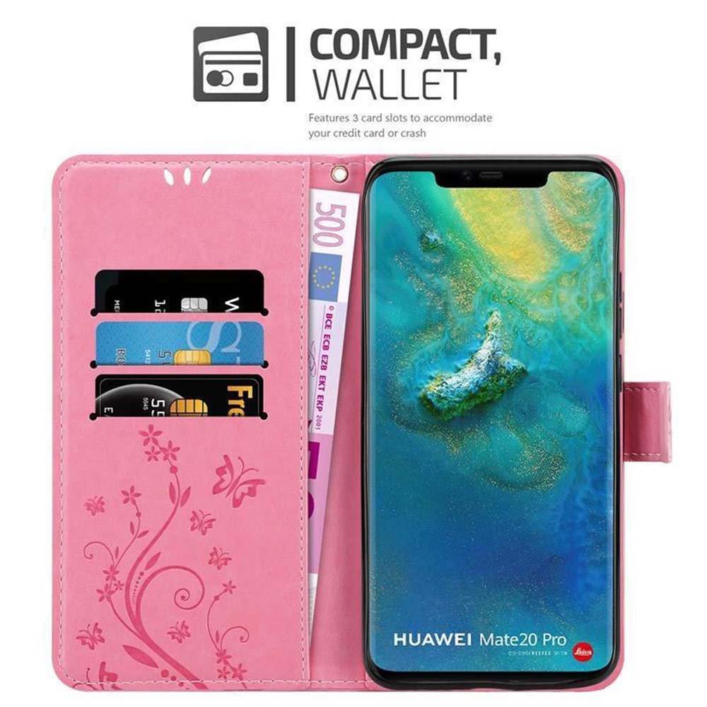 Cadorabo  Housse compatible avec Huawei MATE 20 PRO - Coque de protection au design floral avec fermeture magnétique, fonction de support et emplacements pour cartes 