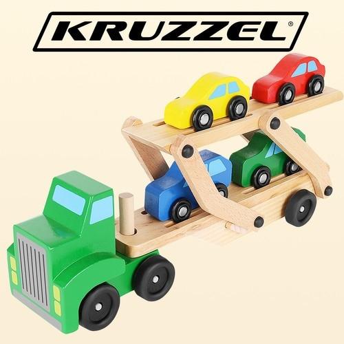 Kruzzel  Camion in legno - carro attrezzi + set di carri 22698 