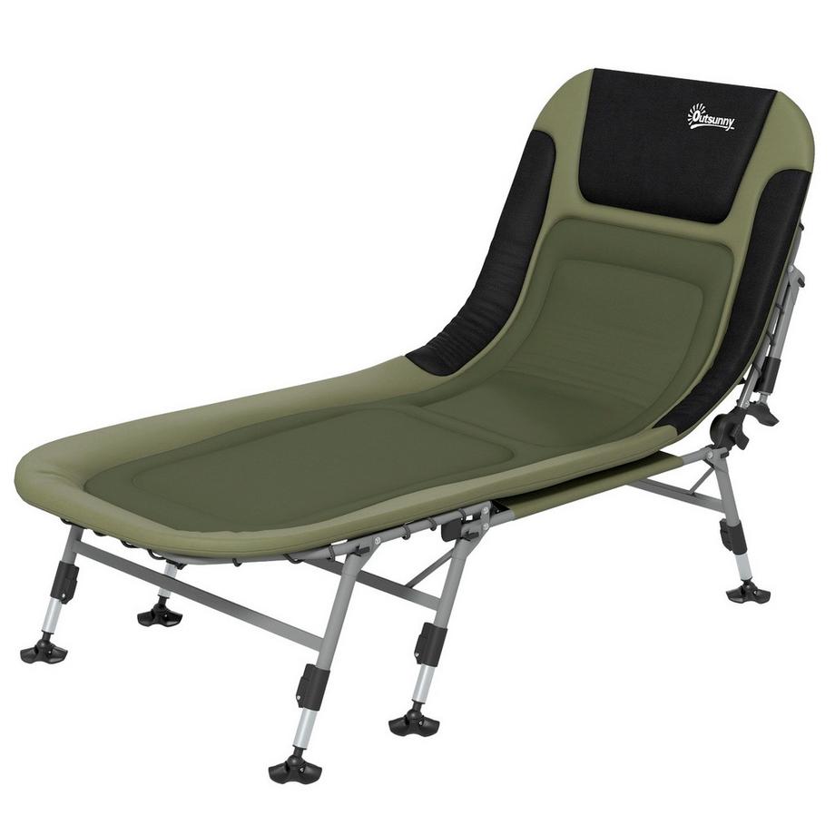 Campingbett Feldbett Klappbar, Reisebett Verstellbar, Klappbett Bis 180 Kg, Für Outdoor, Oxford, Grün