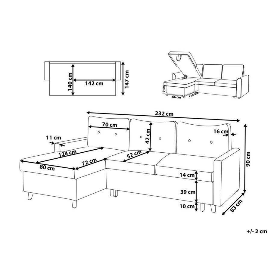 Beliani Canapé d'angle en Polyester Moderne FLAKK  