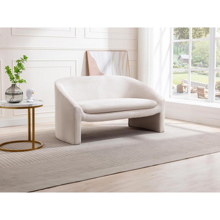 Vente-unique Sofa 2-Sitzer - Cord - Cremefarben - OSSANA  