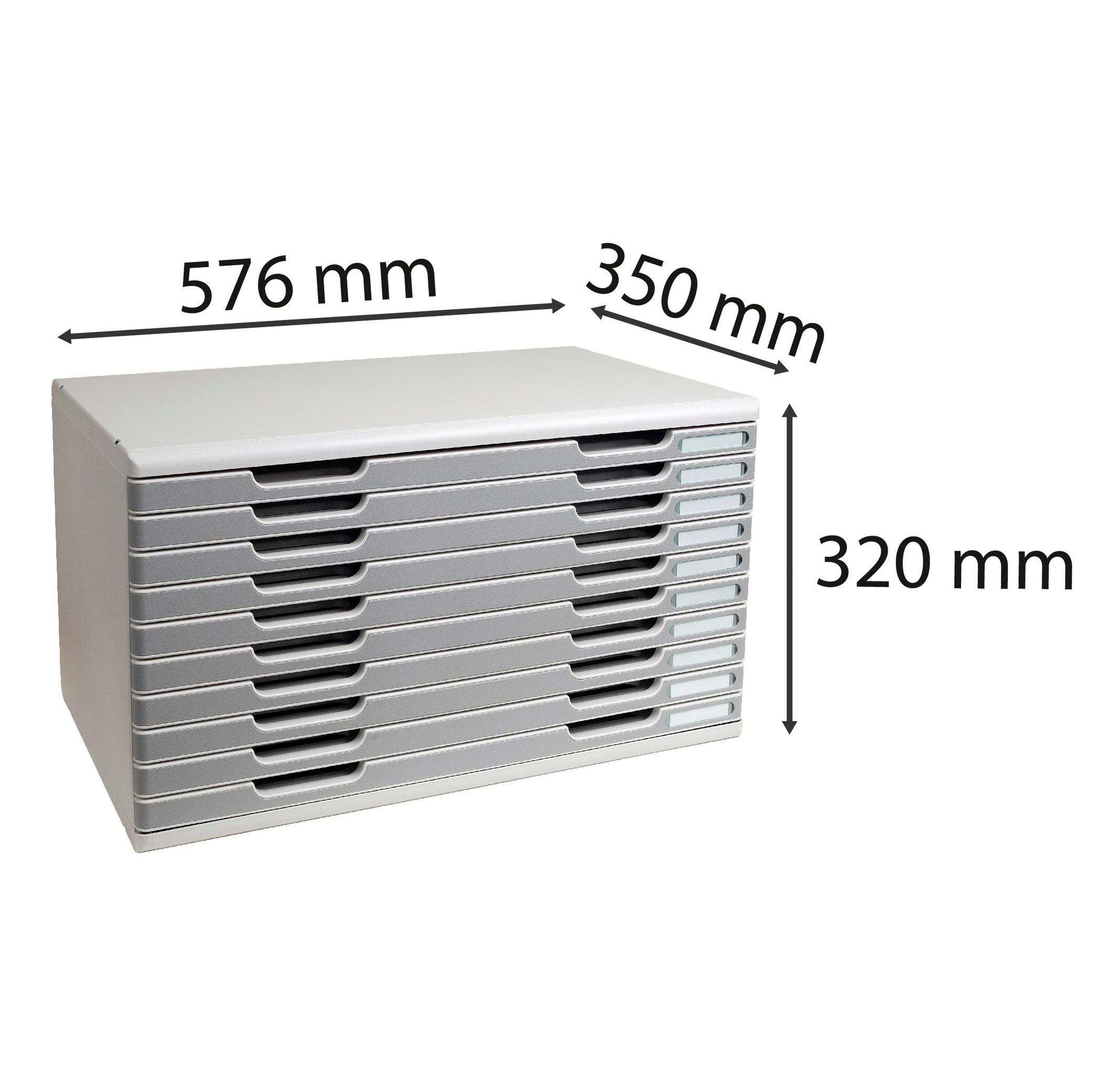 Exacompta Schubladenbox MODULO A3, 10 geschlossene Laden  