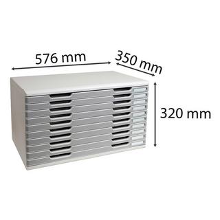 Exacompta Schubladenbox MODULO A3, 10 geschlossene Laden  