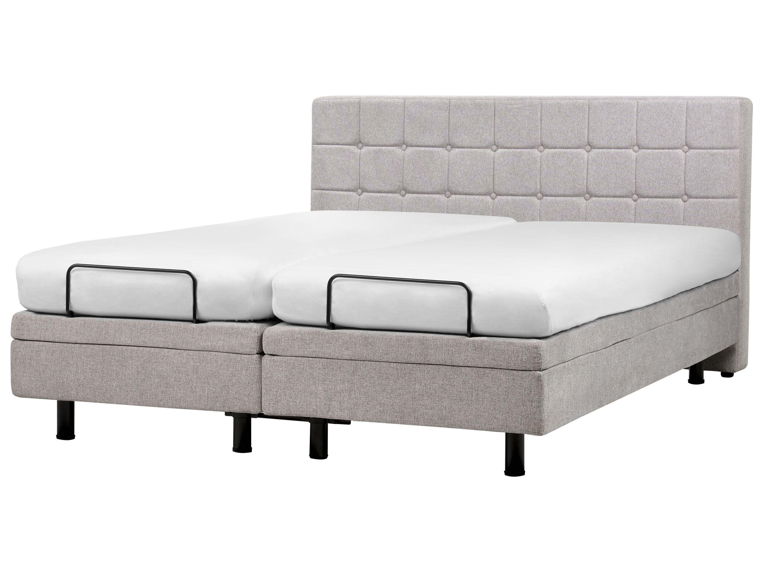 Beliani Lit réglable en Tissu Traditionnel DUKE  