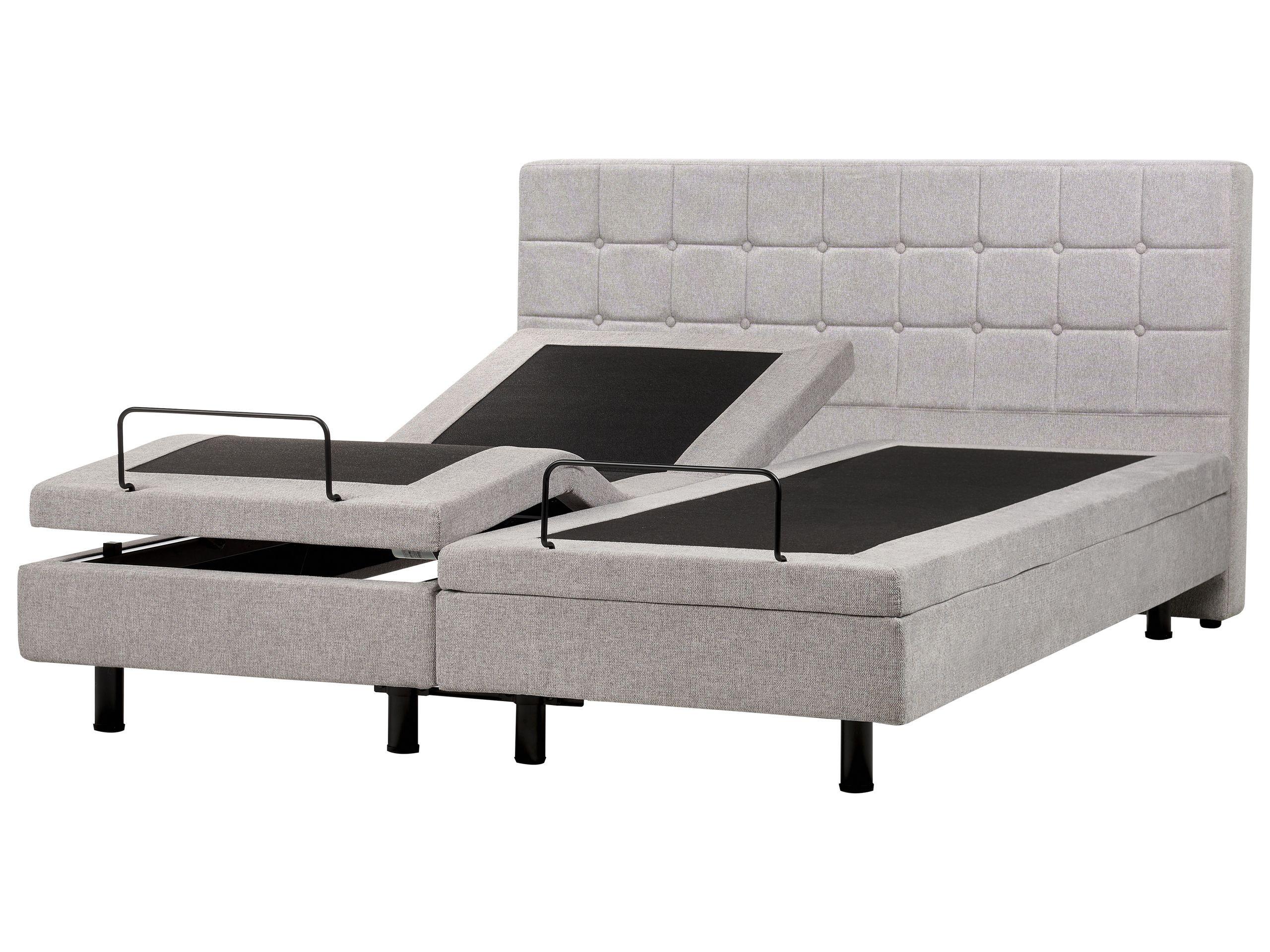 Beliani Lit réglable en Tissu Traditionnel DUKE  