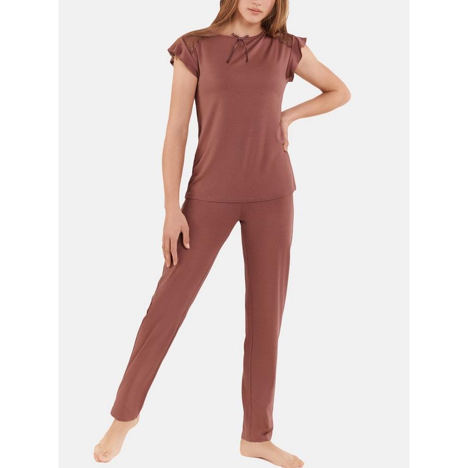 Pyjama Hose Oberteil kurze Ärmel Loungewear Harvest