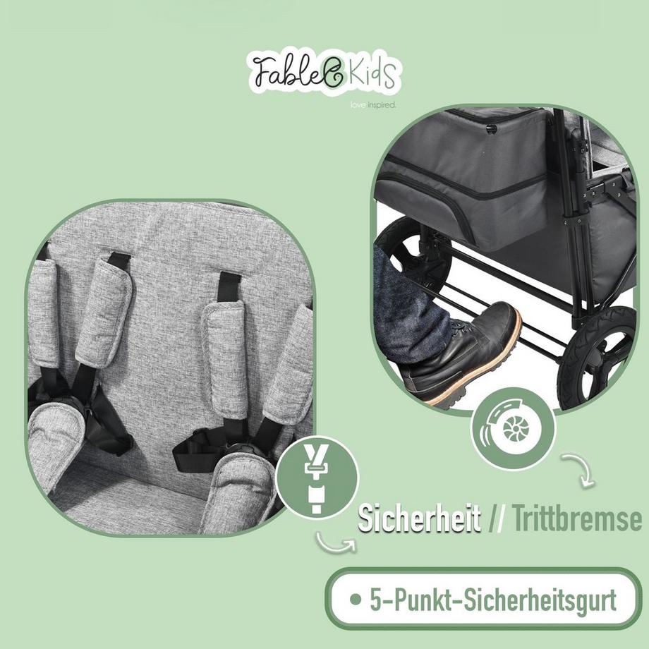 FableKids  Bollerwagen LEO X4Plus mit Dach faltbarer Transportwagen 