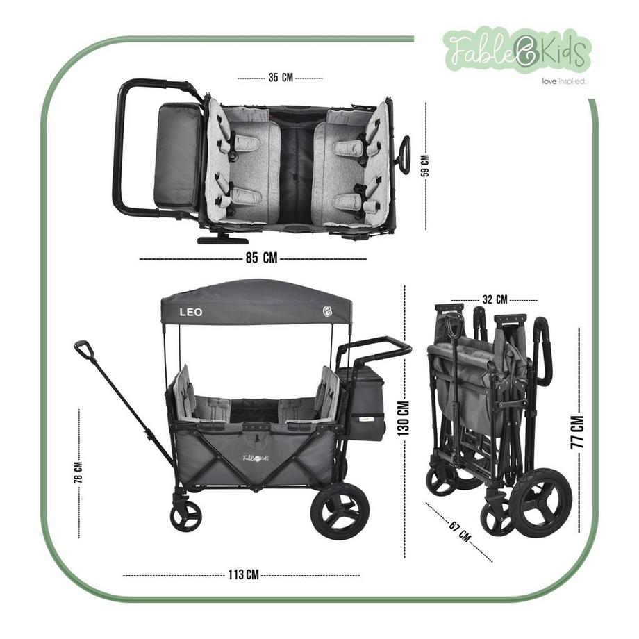 FableKids  Bollerwagen LEO X4Plus mit Dach faltbarer Transportwagen 