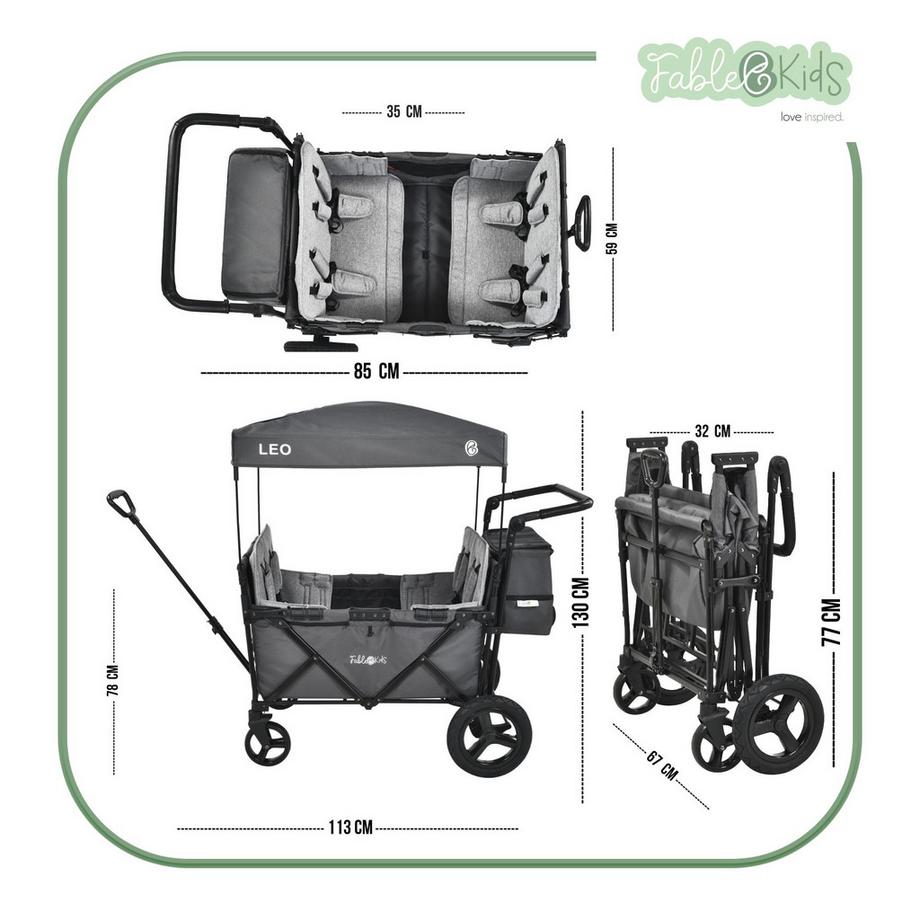 FableKids  Bollerwagen LEO X4Plus mit Dach faltbarer Transportwagen 