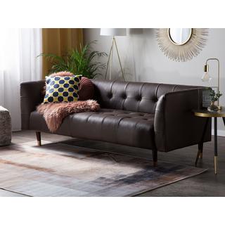 Beliani 3 Sitzer Sofa aus Spaltleder Retro BYSKE  