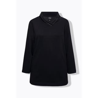 Ulla Popken  Sweat-shirt à manches longues et col montant, chaînette fantaisie, coupe classique 