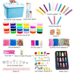 Activity-board  Set de slime pour enfants, 24 slimes dans des récipients, Fluffy, Butter, Cloud, Glow in Dark, Glitter, Slime Charms 