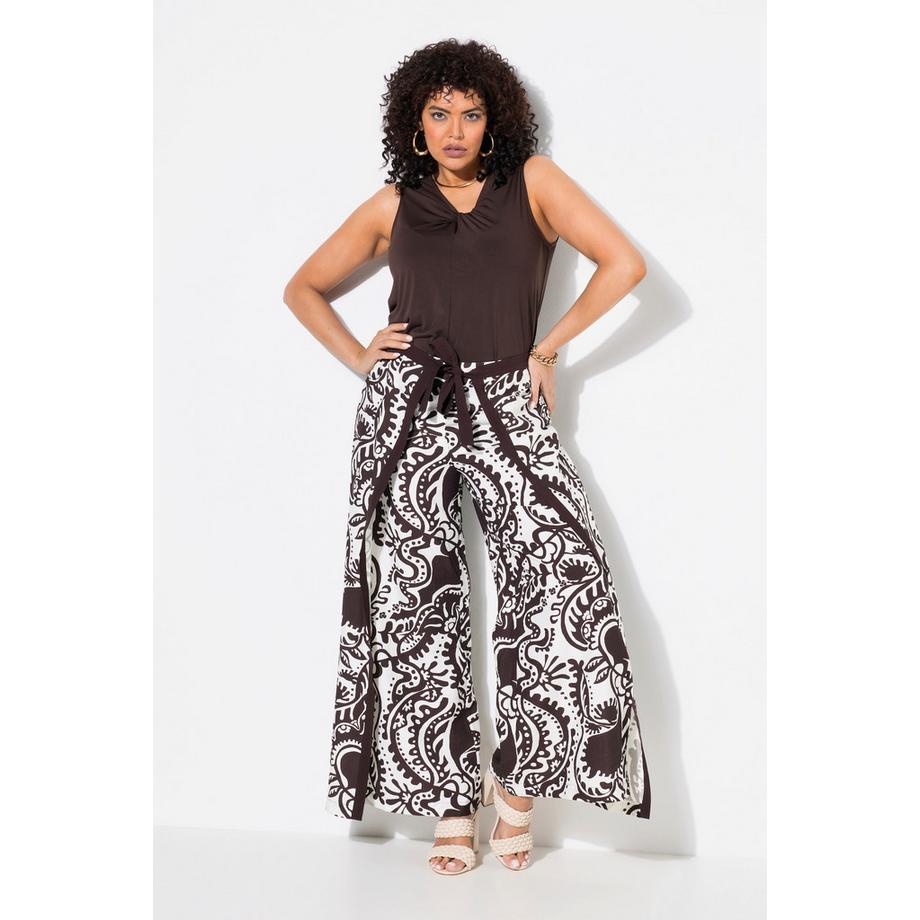 Ulla Popken Wickeloptik Weites Bein Hose mit Komfortbund  