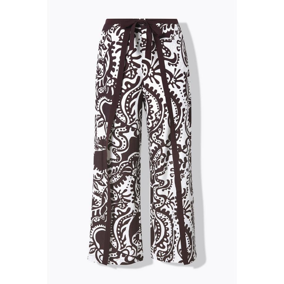 Ulla Popken Wickeloptik Weites Bein Hose mit Komfortbund  