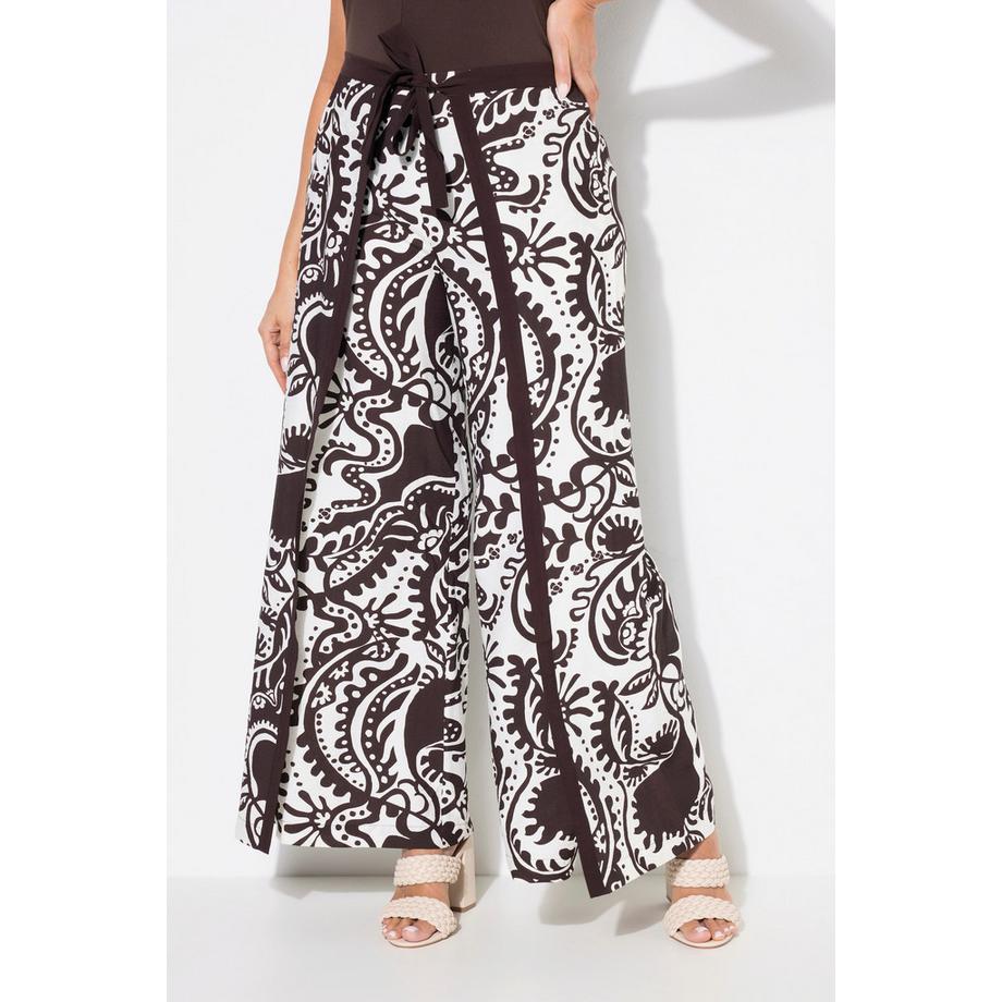 Ulla Popken Wickeloptik Weites Bein Hose mit Komfortbund  