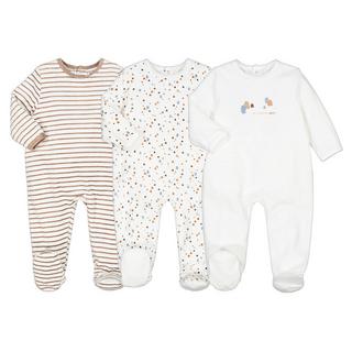 La Redoute Collections  Lot de 3 pyjamas 1 pièce en velours imprimés 