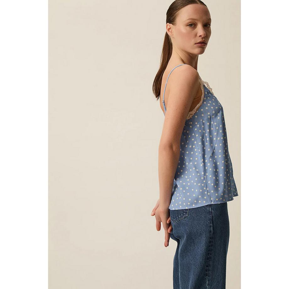 Des Petits Hauts Canotta con spalline sottili a pois  
