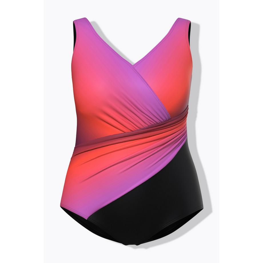 Ulla Popken Badeanzug Farbverlauf Softcups drapiert  