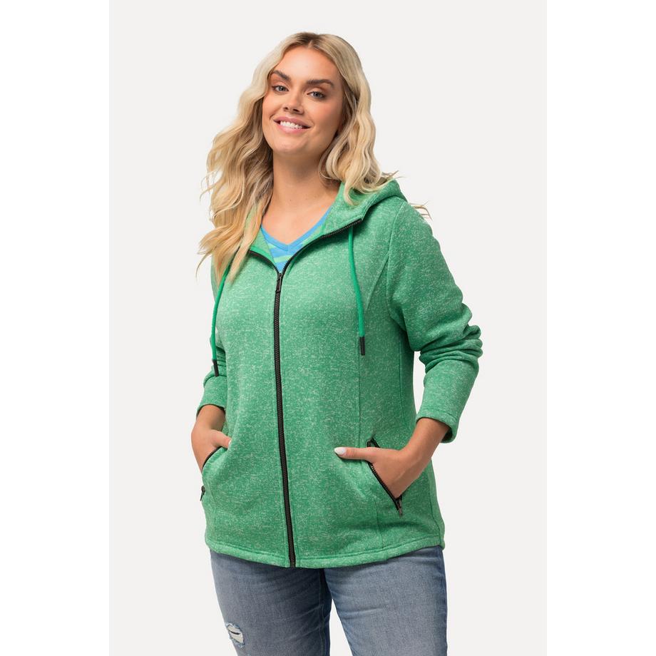 Ulla Popken Veste en maille polaire avec capuche et poches zippées  