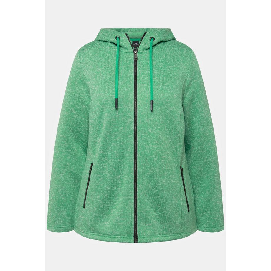 Ulla Popken Veste en maille polaire avec capuche et poches zippées  