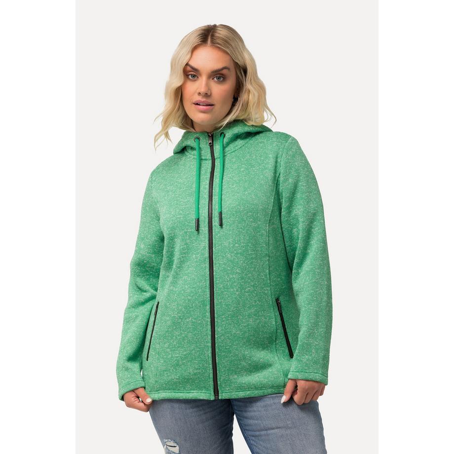 Ulla Popken Veste en maille polaire avec capuche et poches zippées  