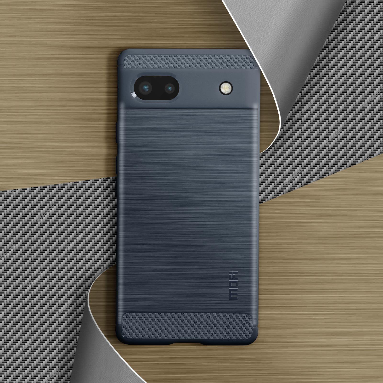 Avizar  Google Pixel 6a Carbon-Effekt Cover Blau 